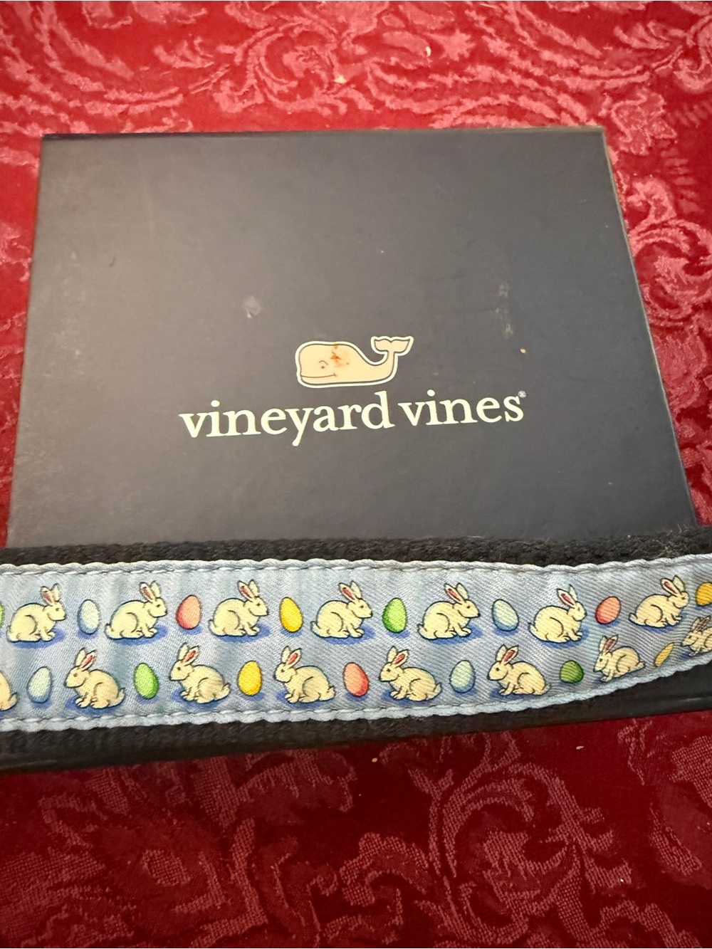 Vineyard Vines Light Blue Bunny & Multicolor Egg Ribbon Belt